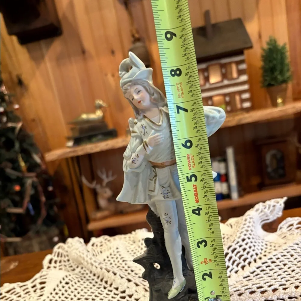 Vintage, hand-painted bisque porcelain figurine Fern Japan, Victorian-era attire